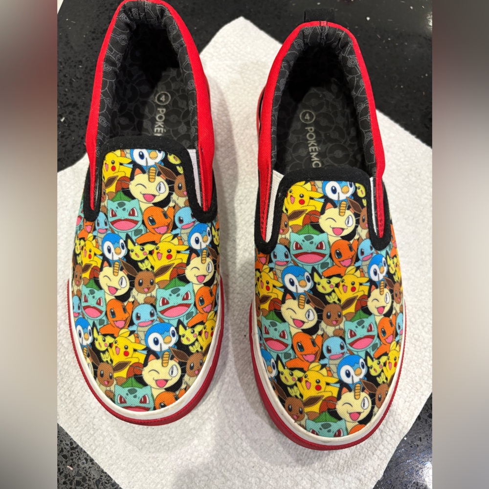 Colorful Pokémon Kids Slip-On Shoes, Size 4